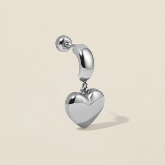 Bug heart charm piercing white gold