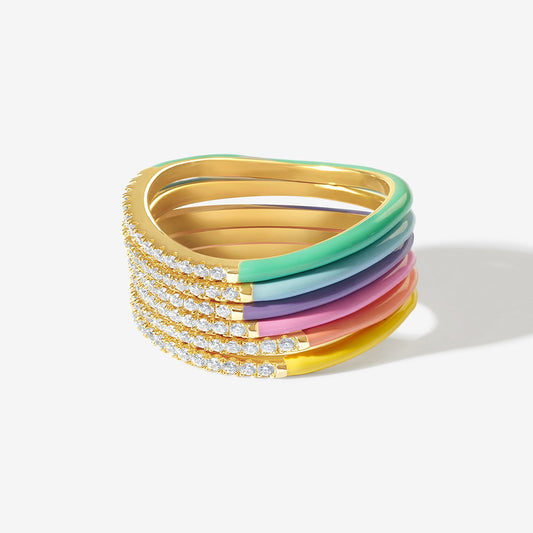 Egor enamel 6-piece ring set