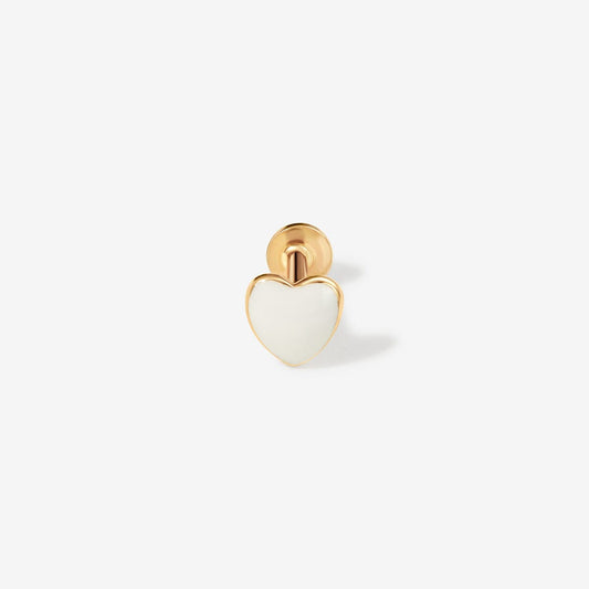 Saint white heart piercing